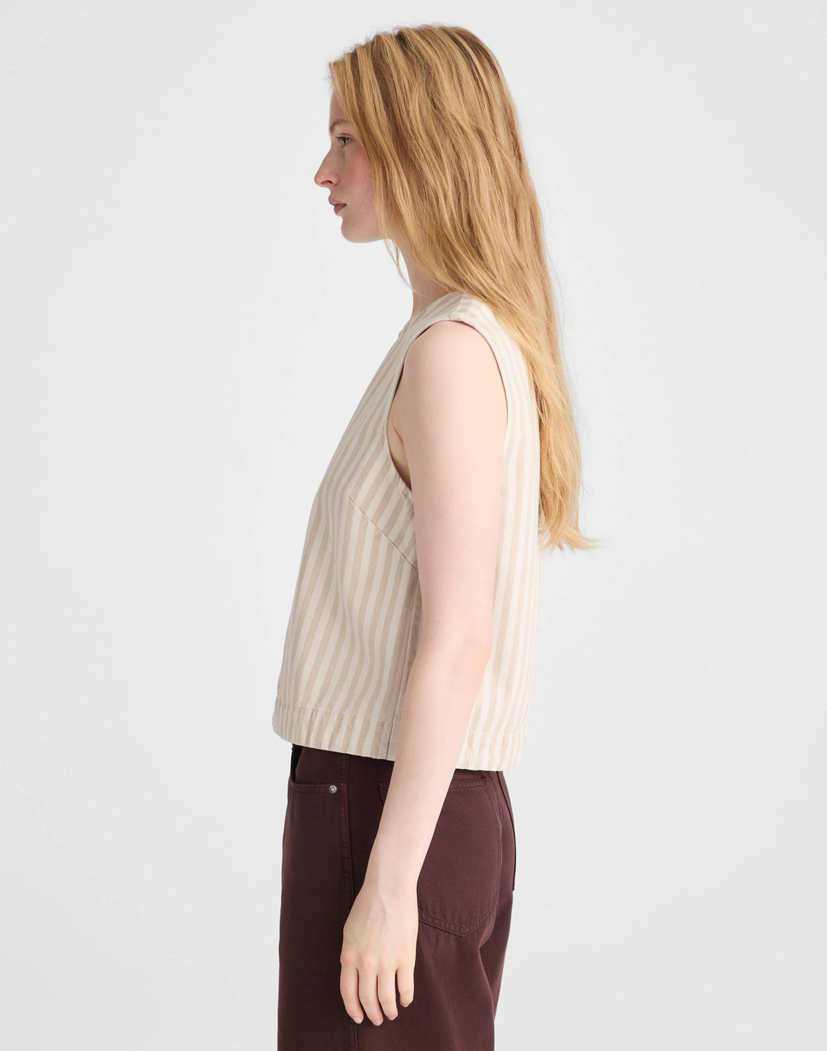 Denim Boxy Shell Top Khaki Sand Stripe | Madewell