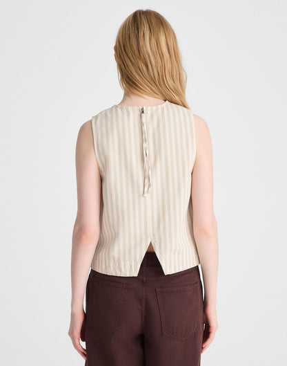 Denim Boxy Shell Top Khaki Sand Stripe | Madewell