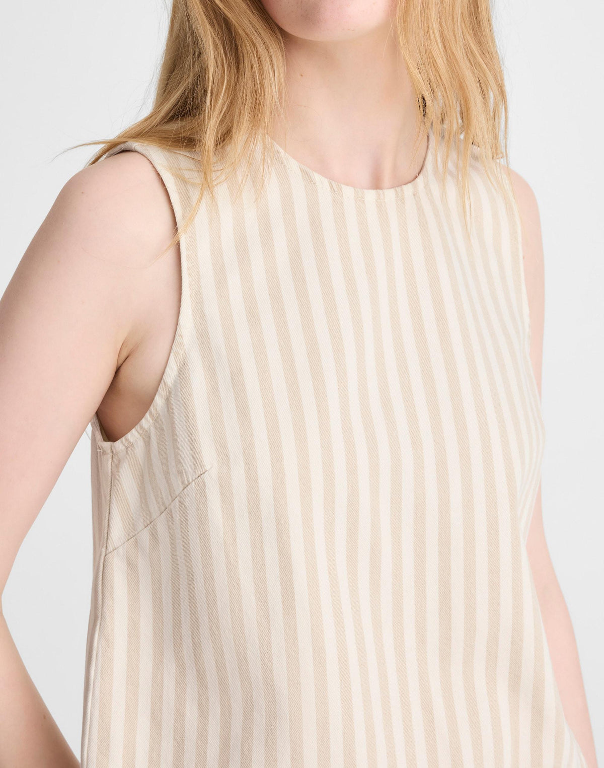 Denim Boxy Shell Top Khaki Sand Stripe | Madewell