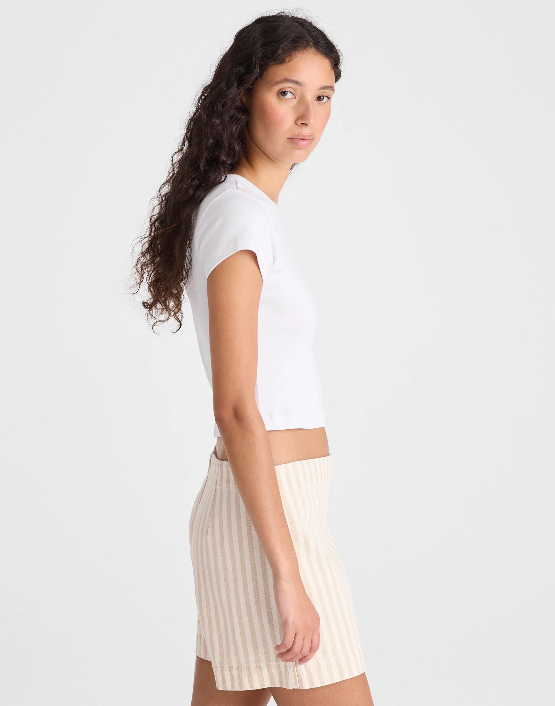 Denim Wrap Mini Skort Khaki Sand Stripe | Madewell