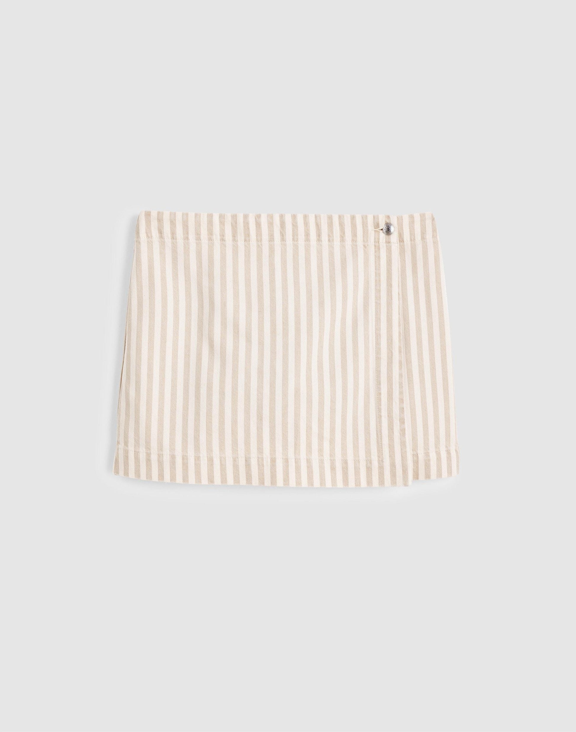 Denim Wrap Mini Skort Khaki Sand Stripe | Madewell