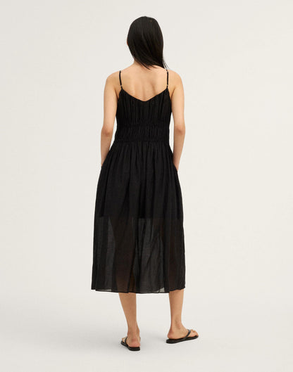 Ruched V-Neck Sleeveless Maxi Dress Jet Black | Madewell