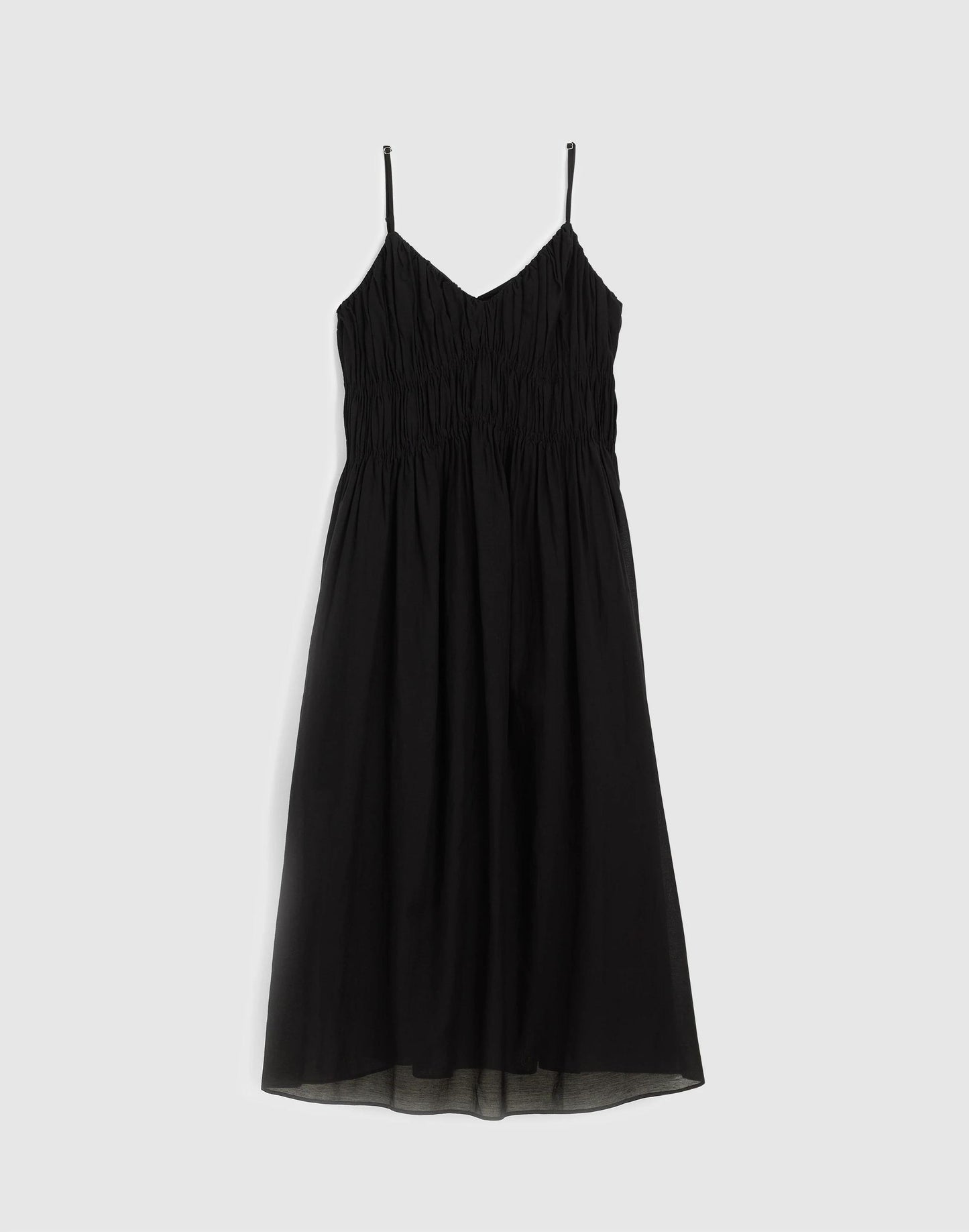 Ruched V-Neck Sleeveless Maxi Dress Jet Black | Madewell