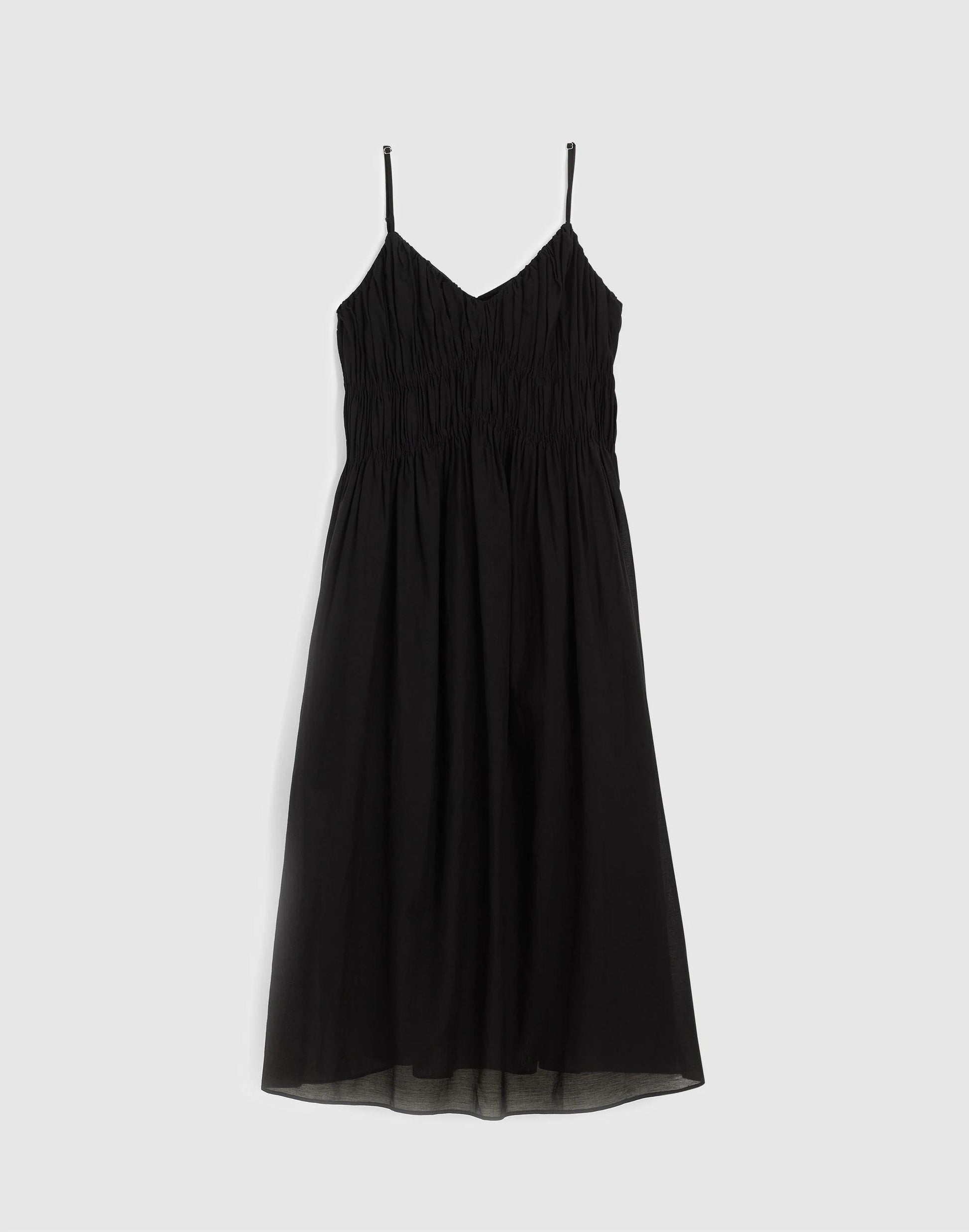 Ruched V-Neck Sleeveless Maxi Dress Jet Black | Madewell