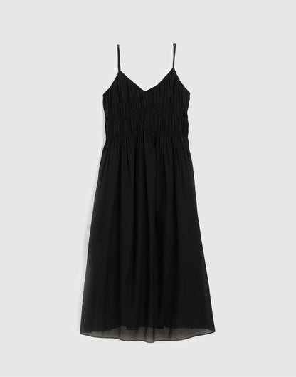 Ruched V-Neck Sleeveless Maxi Dress Jet Black | Madewell