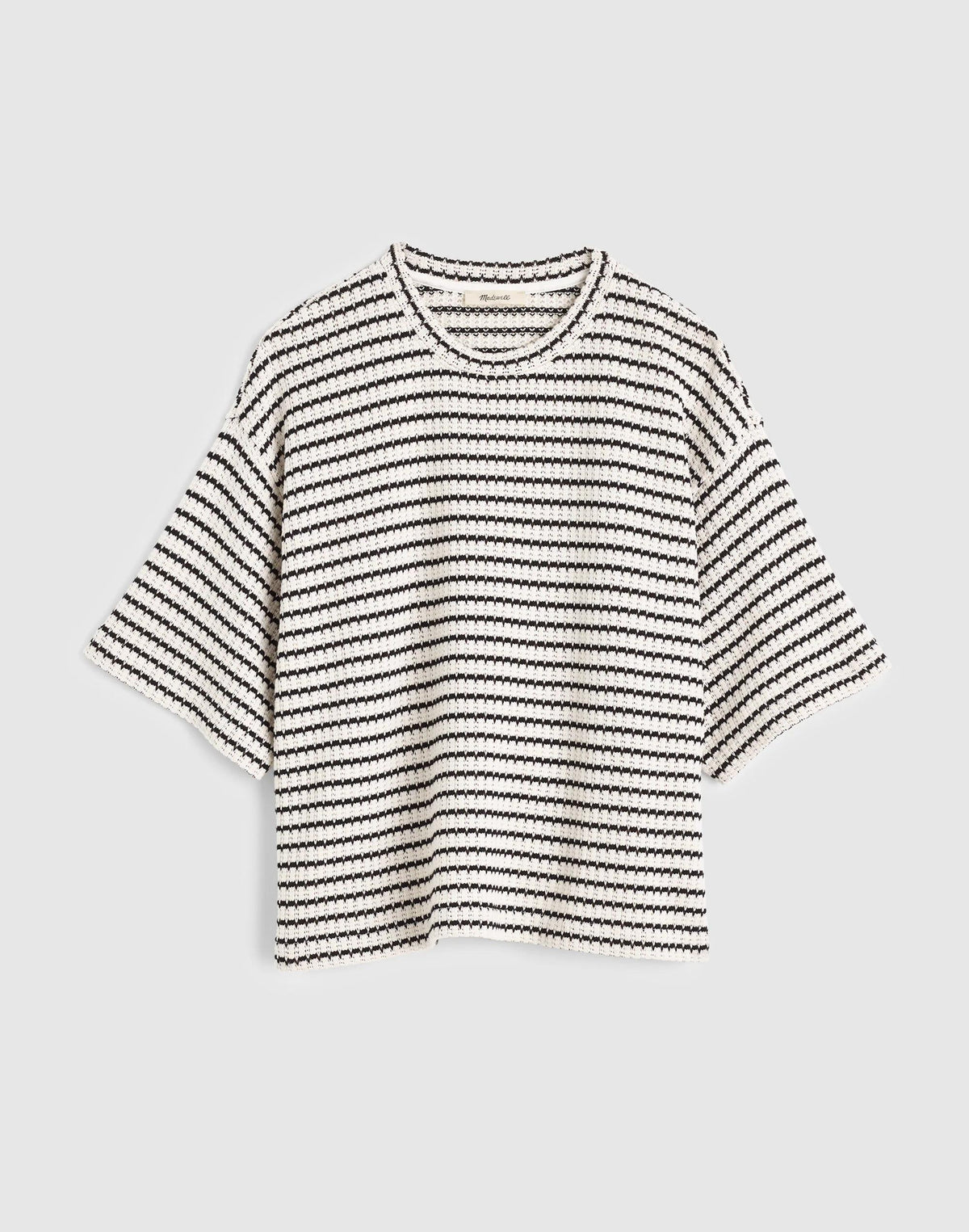 The Boxy Crop Tee in Allday Jersey Ivory And Black Tuck Stitch | Madewell