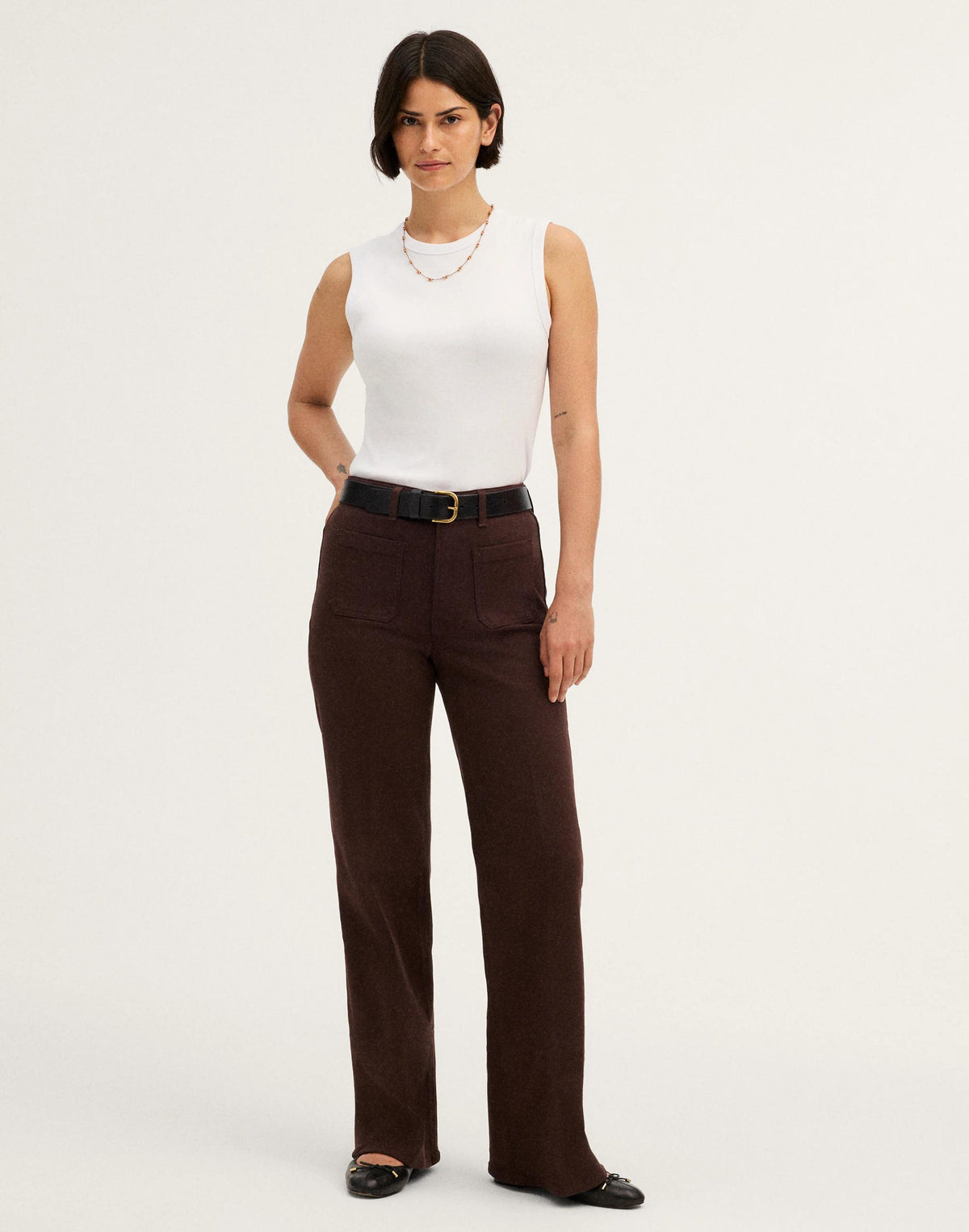 The Curvy Emmy Wide-Leg Pant Dark Carob | Madewell