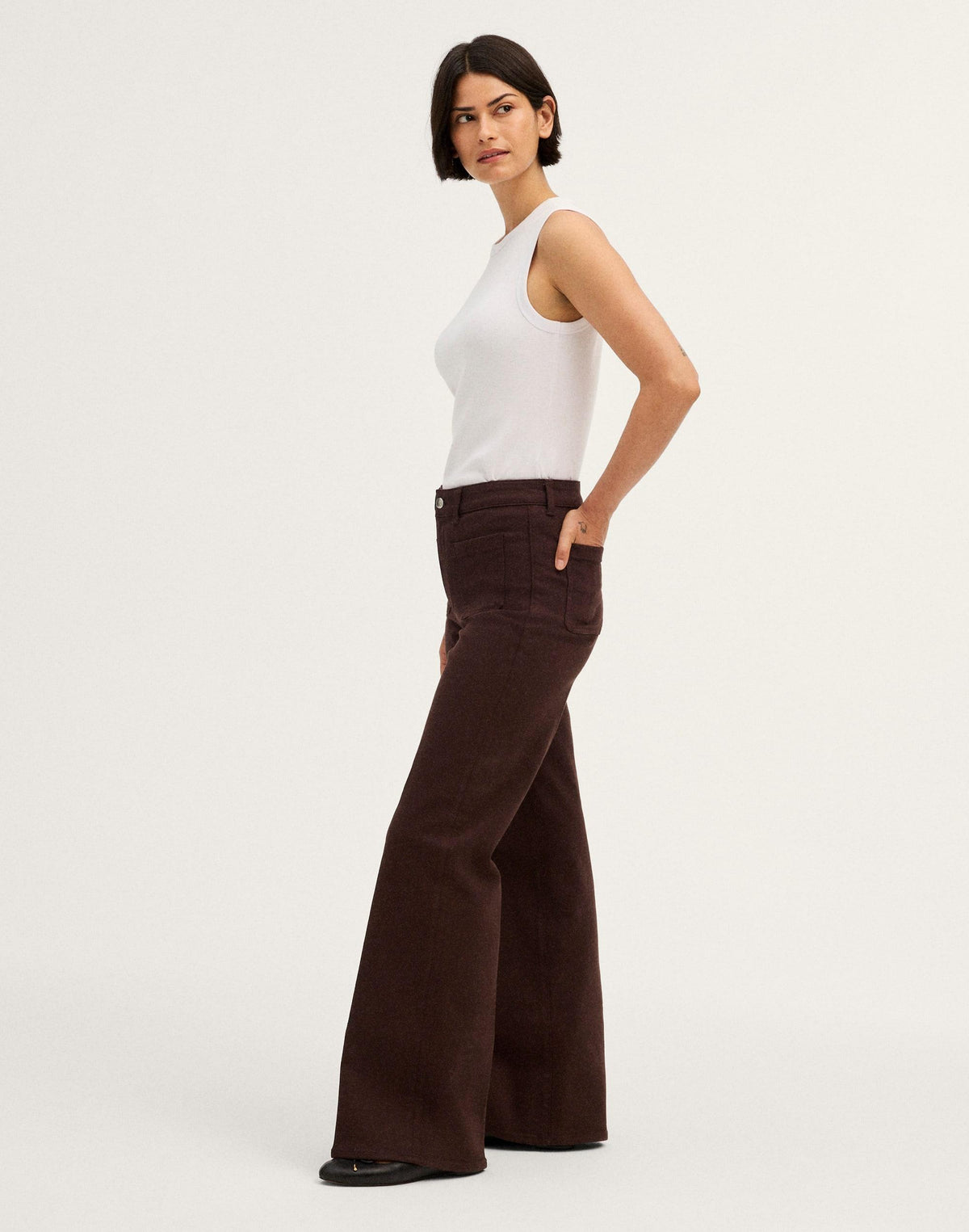 The Curvy Emmy Wide-Leg Pant Dark Carob | Madewell
