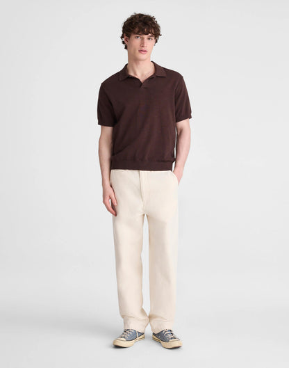 Johnny-Collar Sweater Polo in Slub Knit Cotton Coffee Bean | Madewell