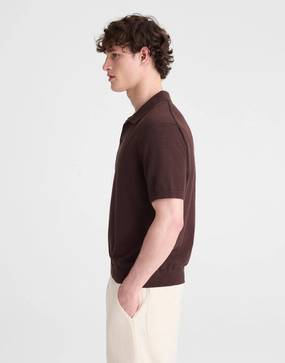 Johnny-Collar Sweater Polo in Slub Knit Cotton Coffee Bean | Madewell
