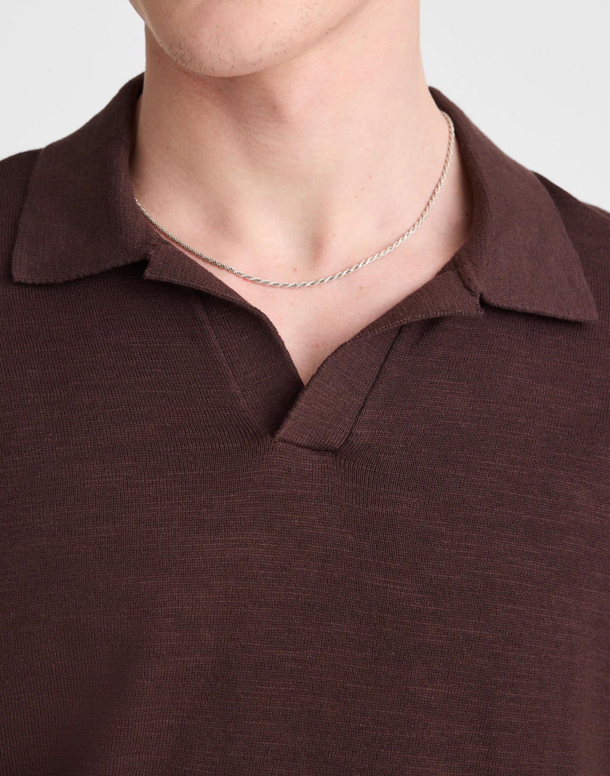 Johnny-Collar Sweater Polo in Slub Knit Cotton Coffee Bean | Madewell