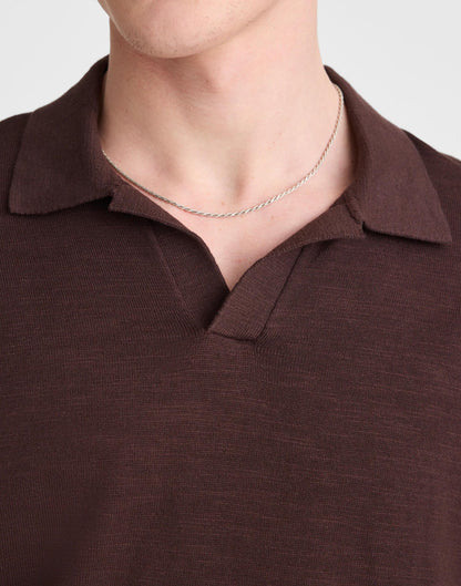 Johnny-Collar Sweater Polo in Slub Knit Cotton Coffee Bean | Madewell