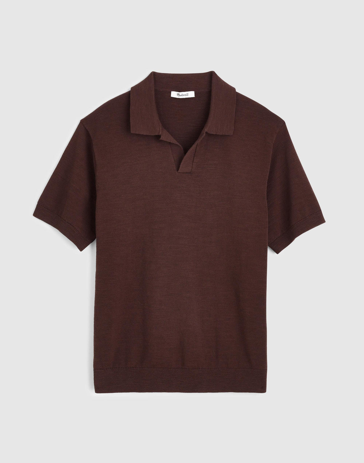Johnny-Collar Sweater Polo in Slub Knit Cotton Coffee Bean | Madewell