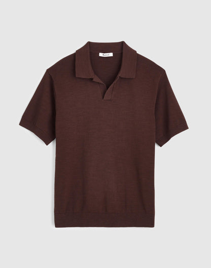 Johnny-Collar Sweater Polo in Slub Knit Cotton Coffee Bean | Madewell