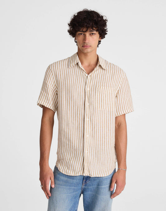 The Allday Short-Sleeve Shirt in Linen Golden Khaki | Madewell