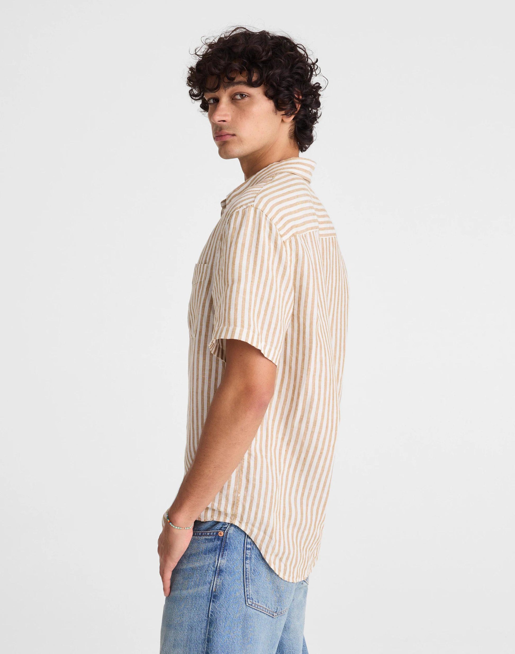 The Allday Short-Sleeve Shirt in Linen Golden Khaki | Madewell