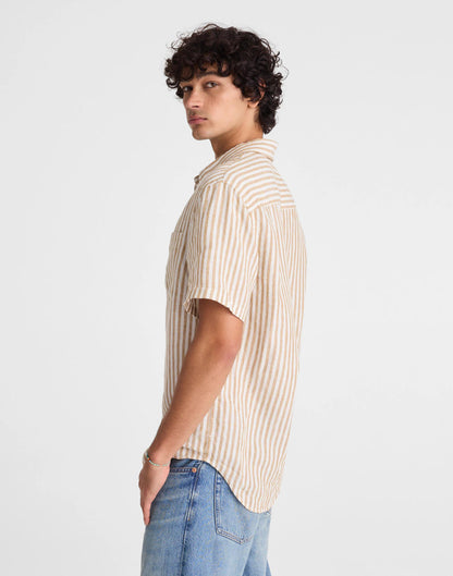 The Allday Short-Sleeve Shirt in Linen Golden Khaki | Madewell
