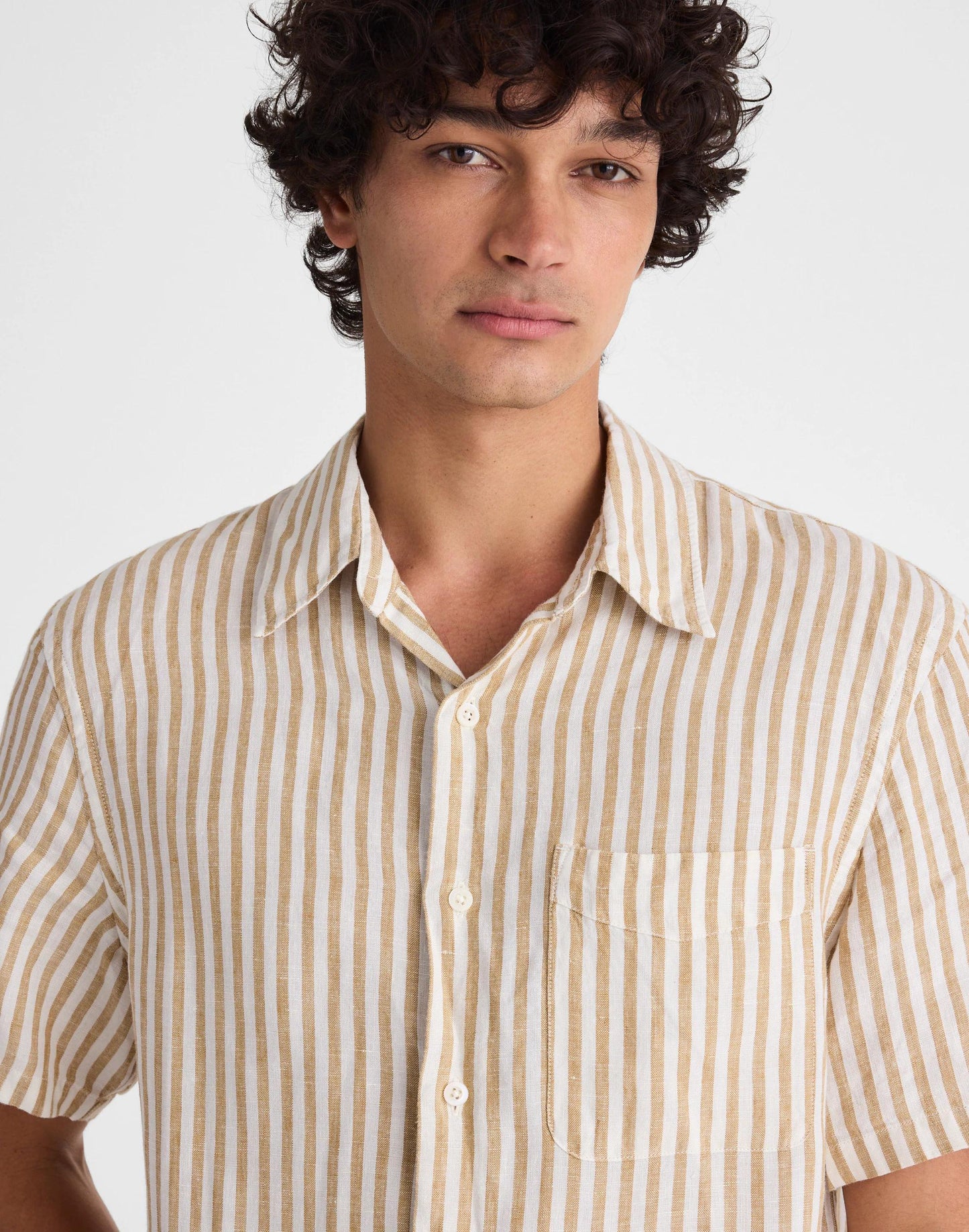 The Allday Short-Sleeve Shirt in Linen Golden Khaki | Madewell