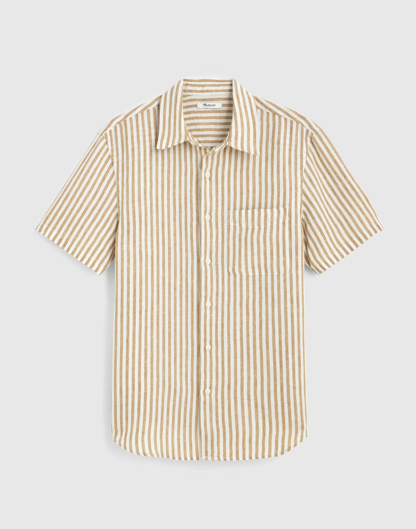 The Allday Short-Sleeve Shirt in Linen Golden Khaki | Madewell