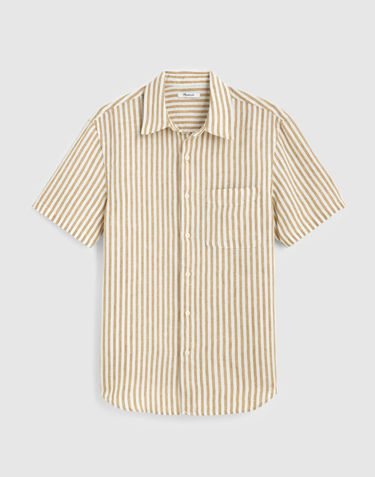 The Allday Short-Sleeve Shirt in Linen Golden Khaki | Madewell