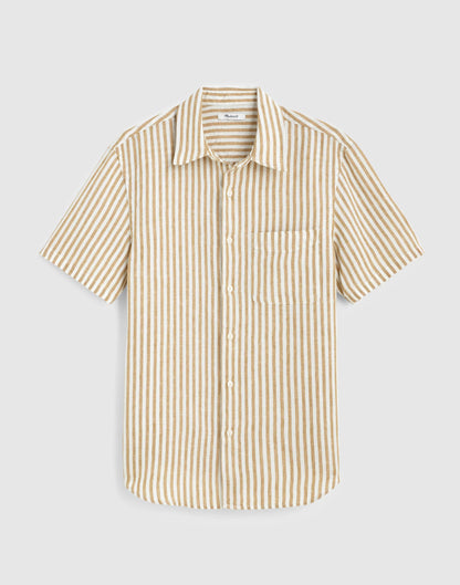 The Allday Short-Sleeve Shirt in Linen Golden Khaki | Madewell