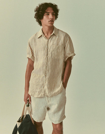 The Allday Short-Sleeve Shirt in Linen Golden Khaki | Madewell