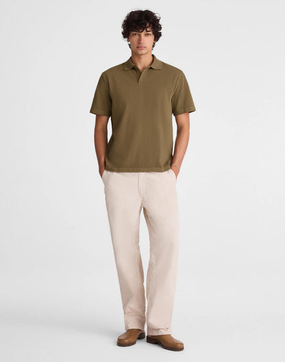 Short-Sleeve Compact-Knit Polo Olive Stone | Madewell