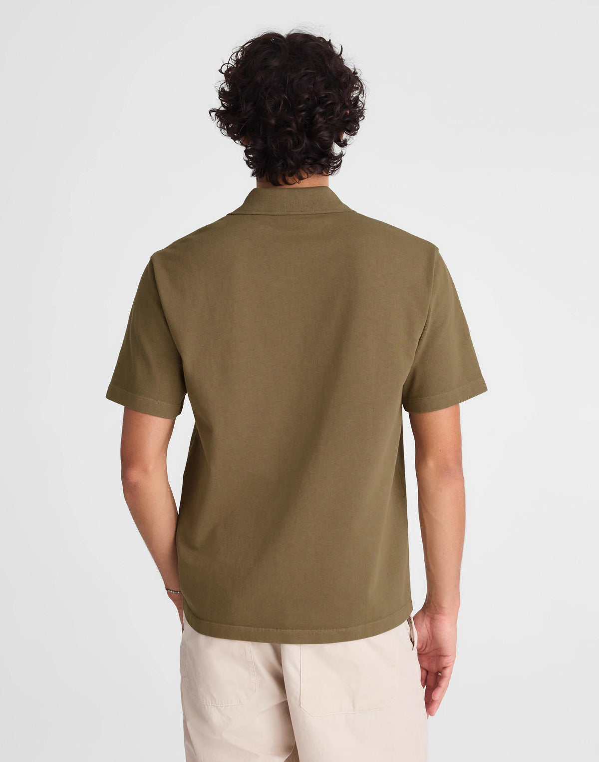 Short-Sleeve Compact-Knit Polo Olive Stone | Madewell