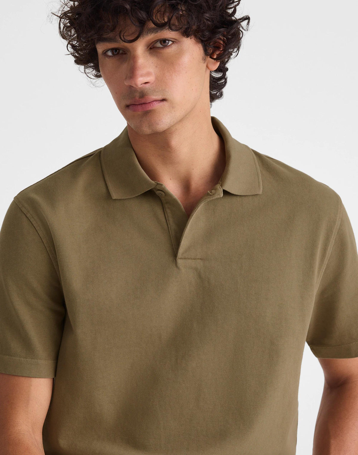 Short-Sleeve Compact-Knit Polo Olive Stone | Madewell