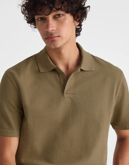 Short-Sleeve Compact-Knit Polo Olive Stone | Madewell