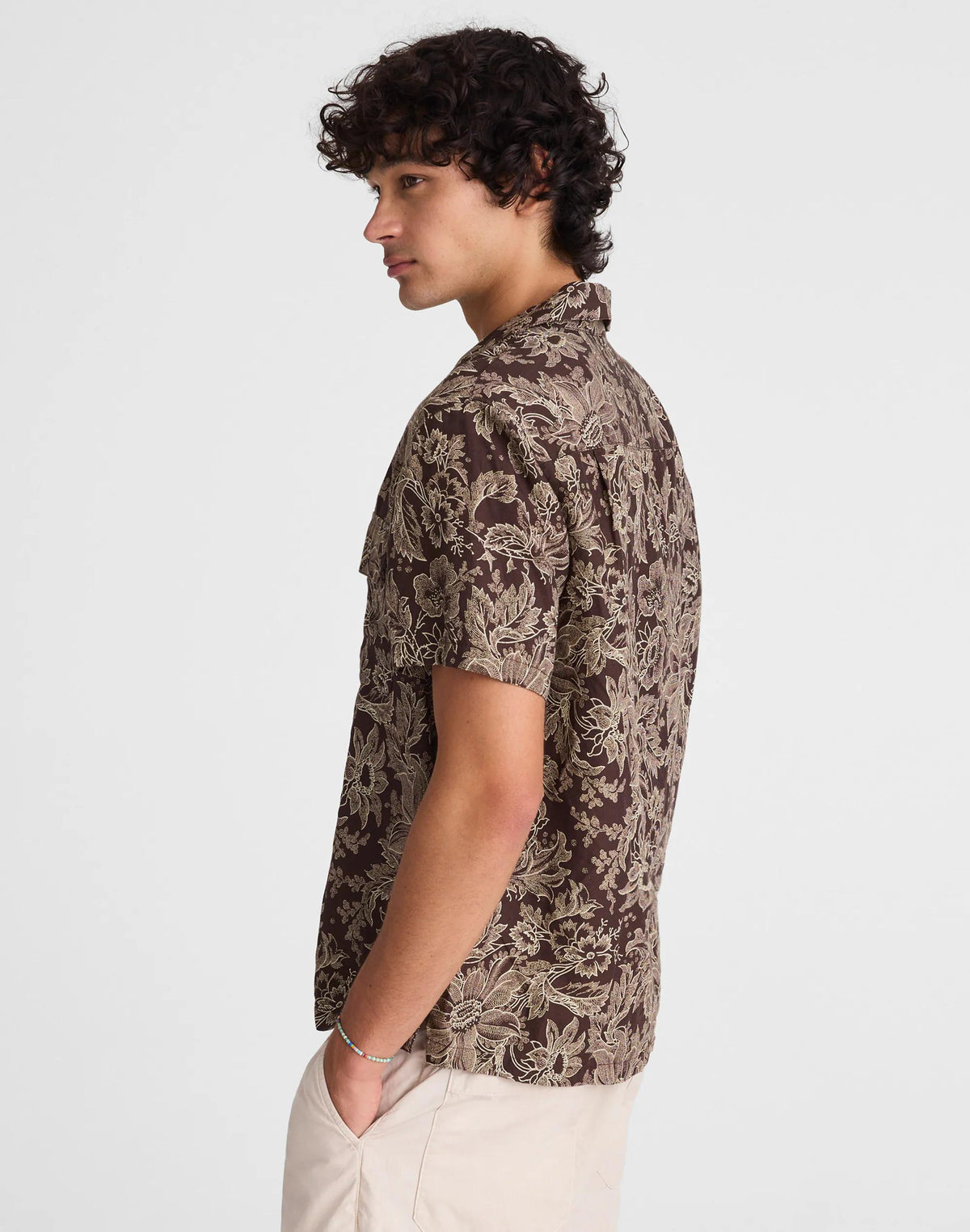 Short-Sleeve Camp Shirt in Archive Linen Blend Floral Stippled Toile Print | Madewell
