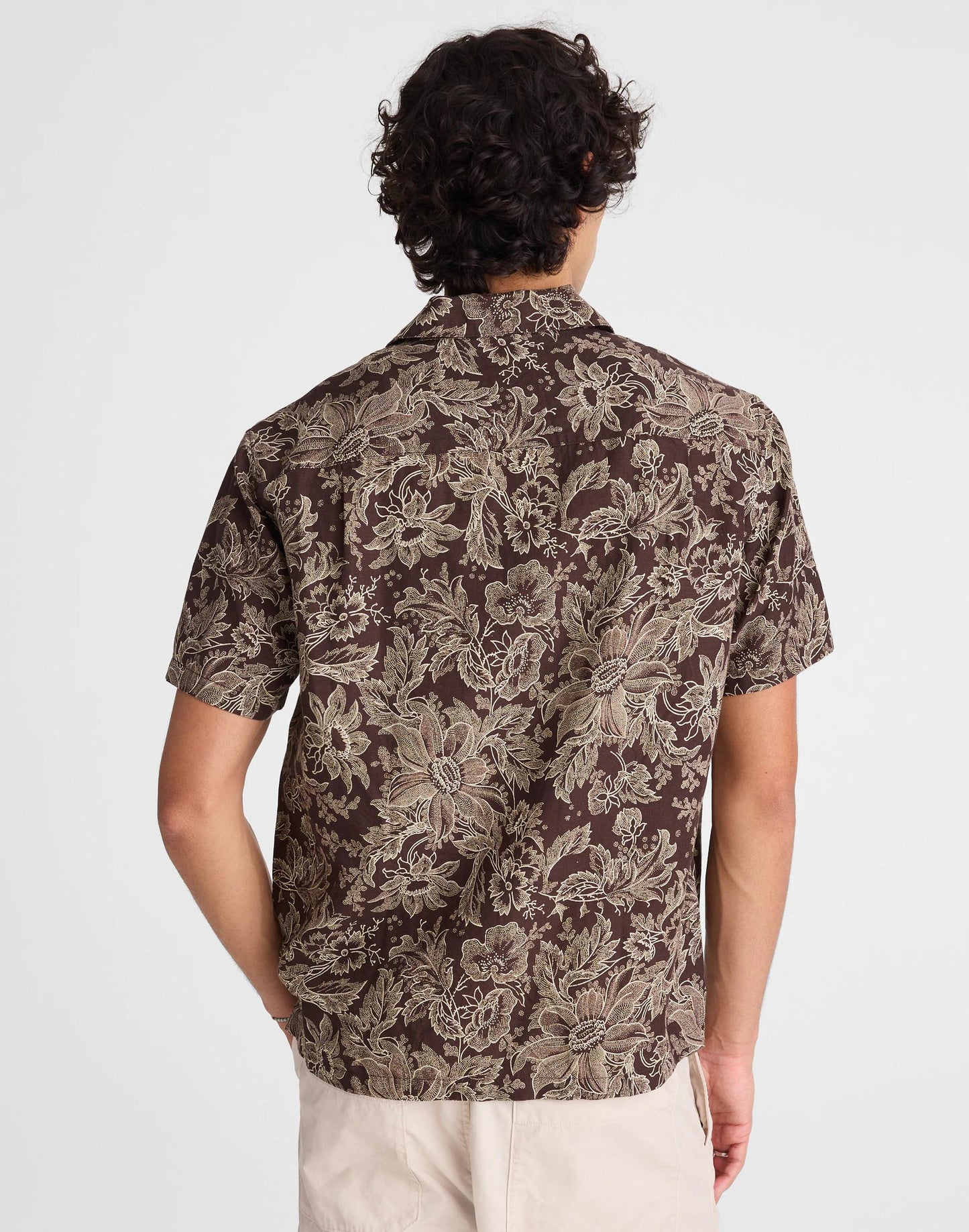 Short-Sleeve Camp Shirt in Archive Linen Blend Floral Stippled Toile Print | Madewell
