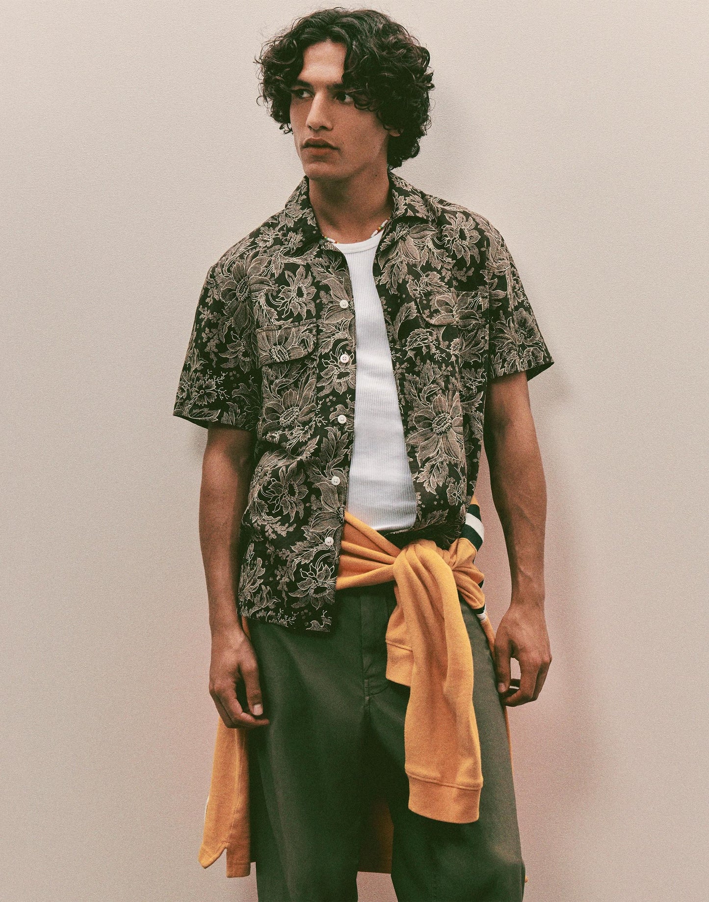 Short-Sleeve Camp Shirt in Archive Linen Blend Floral Stippled Toile Print | Madewell