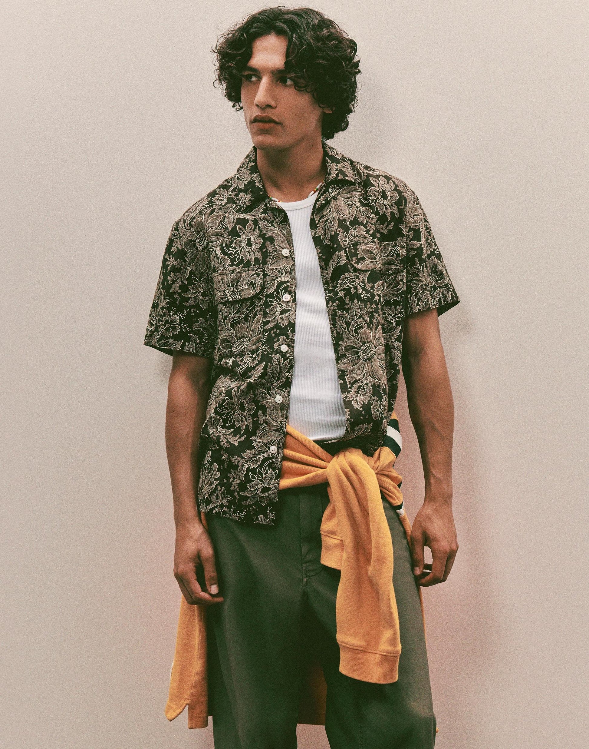 Short-Sleeve Camp Shirt in Archive Linen Blend Floral Stippled Toile Print | Madewell