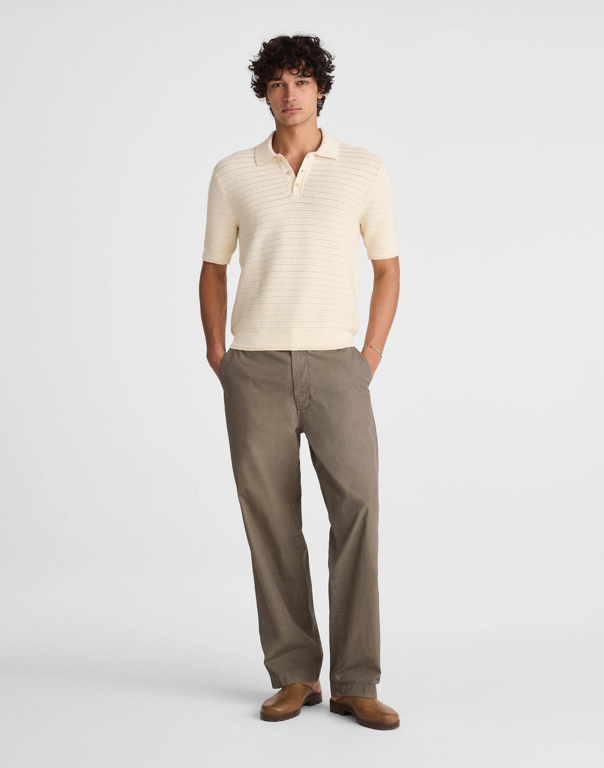 Textured Open-Stitch Polo Antique Cream | Madewell