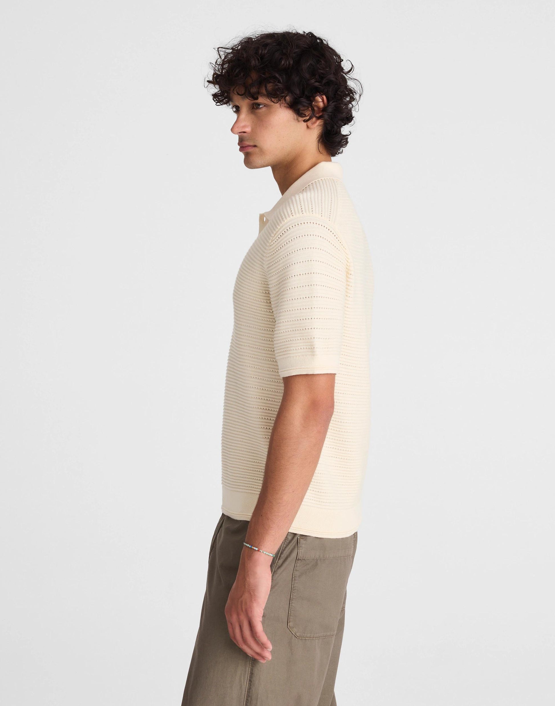 Textured Open-Stitch Polo Antique Cream | Madewell