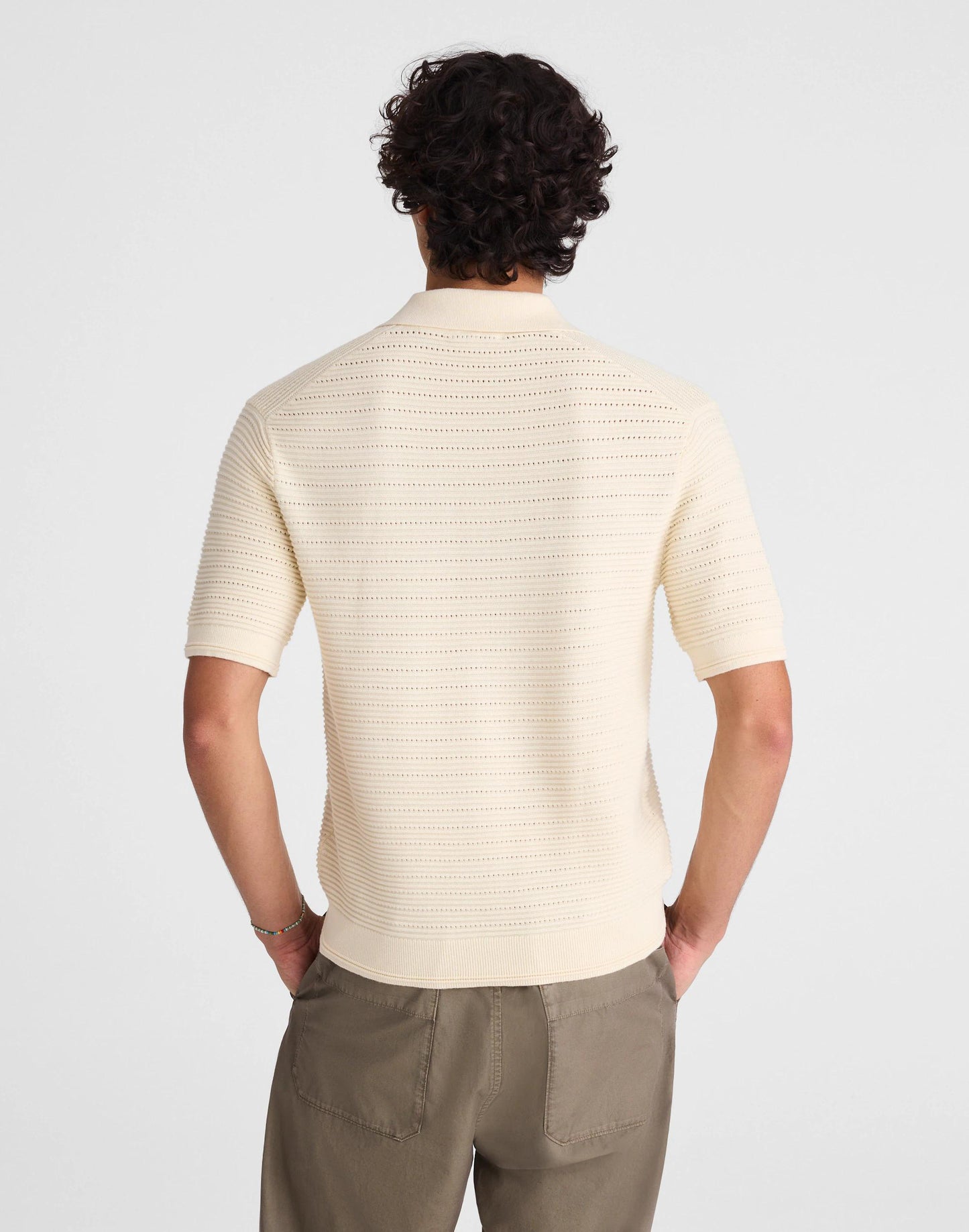 Textured Open-Stitch Polo Antique Cream | Madewell