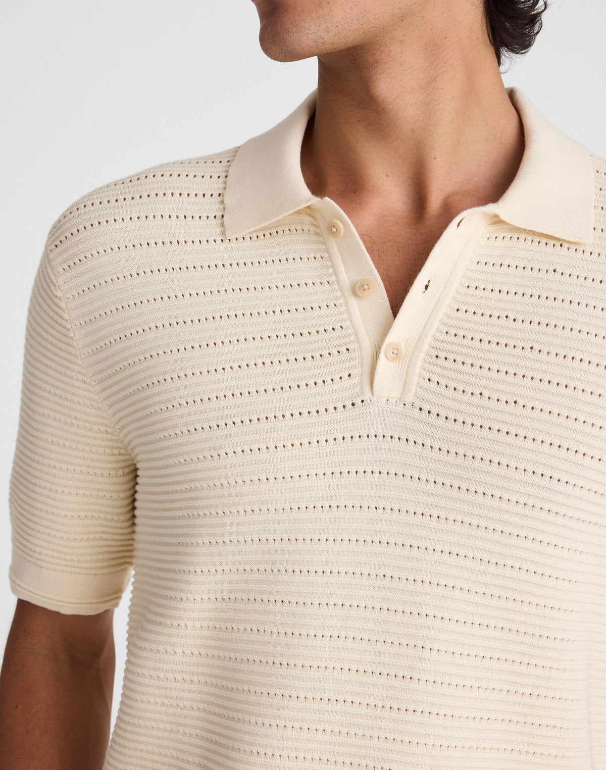 Textured Open-Stitch Polo Antique Cream | Madewell