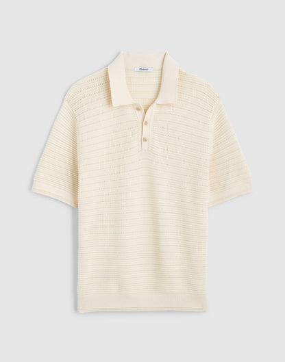 Textured Open-Stitch Polo Antique Cream | Madewell