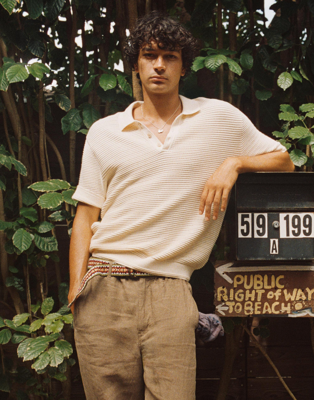 Textured Open-Stitch Polo Antique Cream | Madewell