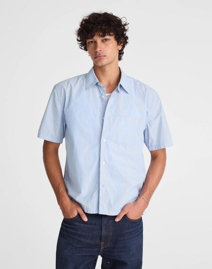 Boxy Cropped Shirt in Crisp Poplin Tranquil Blue | Madewell