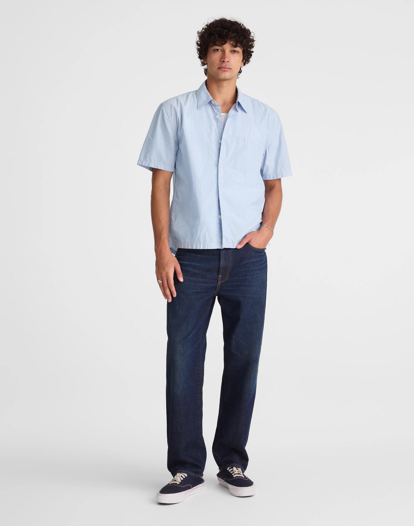 Boxy Cropped Shirt in Crisp Poplin Tranquil Blue | Madewell