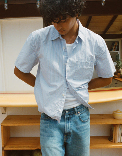 Boxy Cropped Shirt in Crisp Poplin Tranquil Blue | Madewell