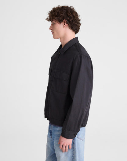 Zip-Front Jacket in Meridian Linen Blend Black | Madewell