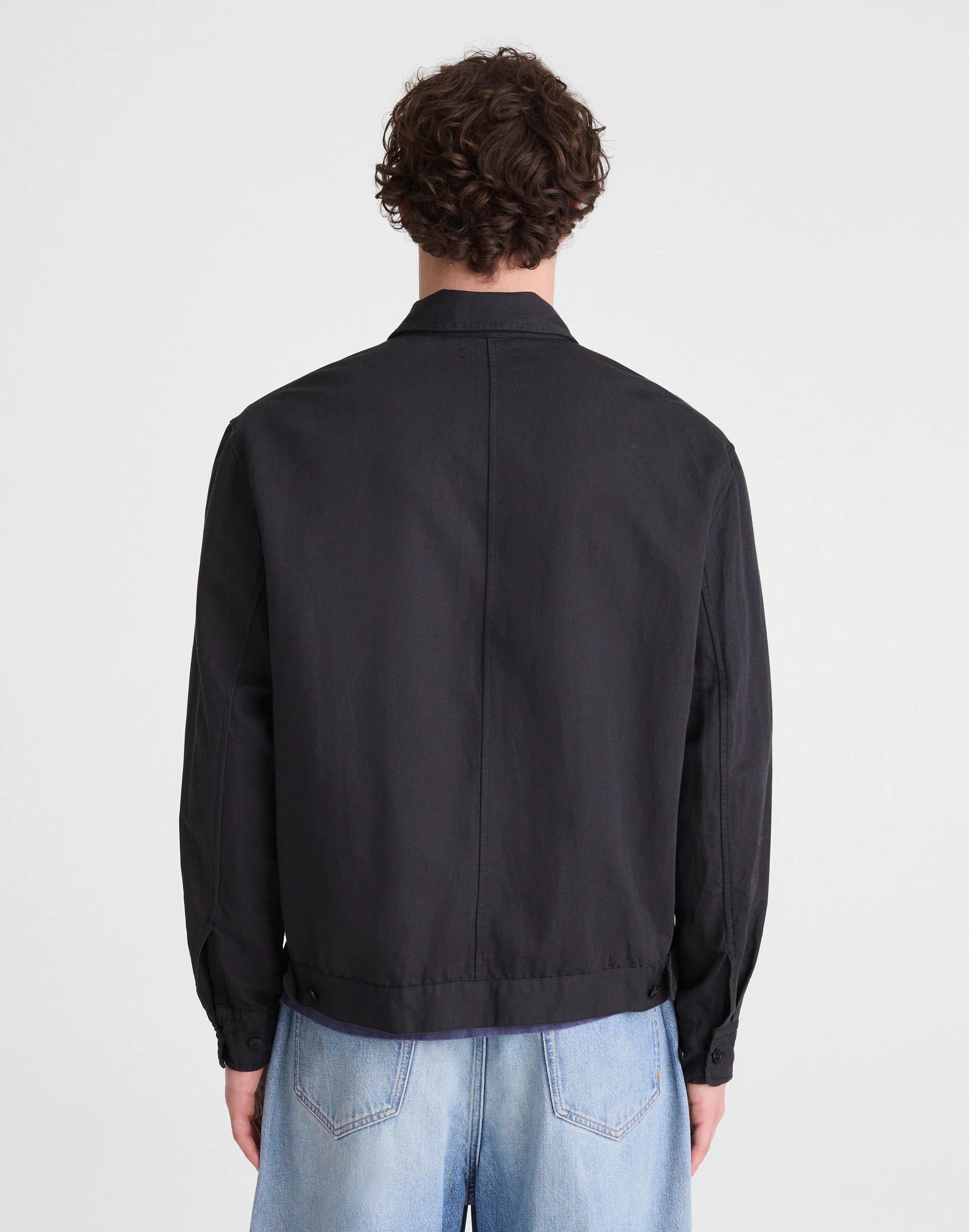 Zip-Front Jacket in Meridian Linen Blend Black | Madewell