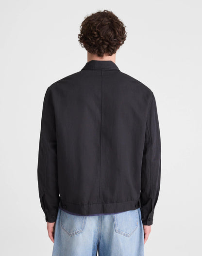 Zip-Front Jacket in Meridian Linen Blend Black | Madewell