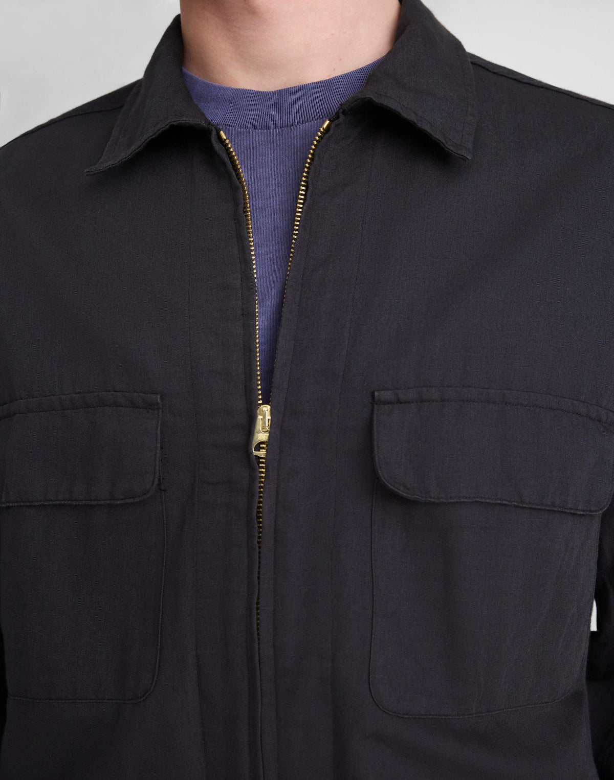 Zip-Front Jacket in Meridian Linen Blend Black | Madewell