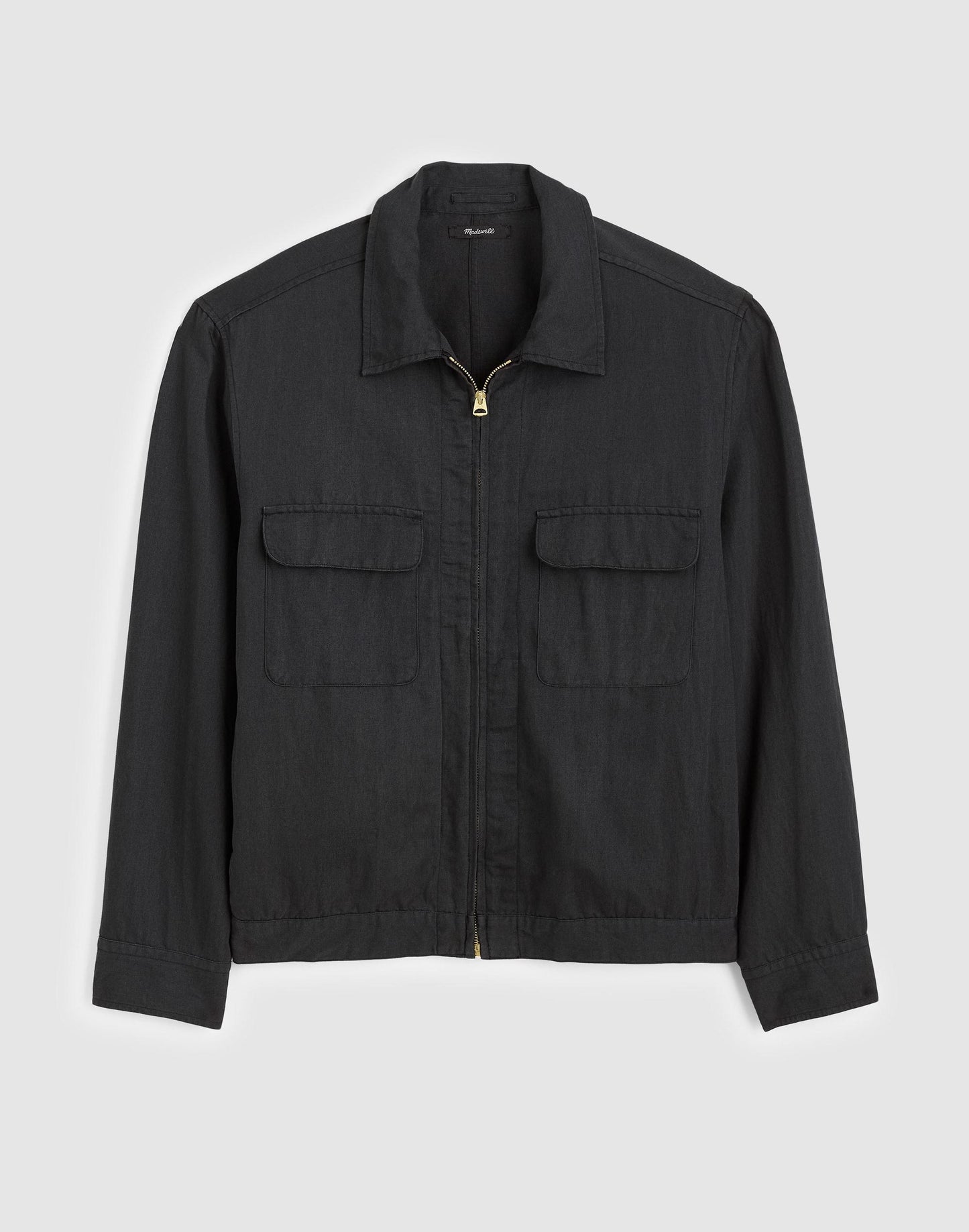 Zip-Front Jacket in Meridian Linen Blend Black | Madewell