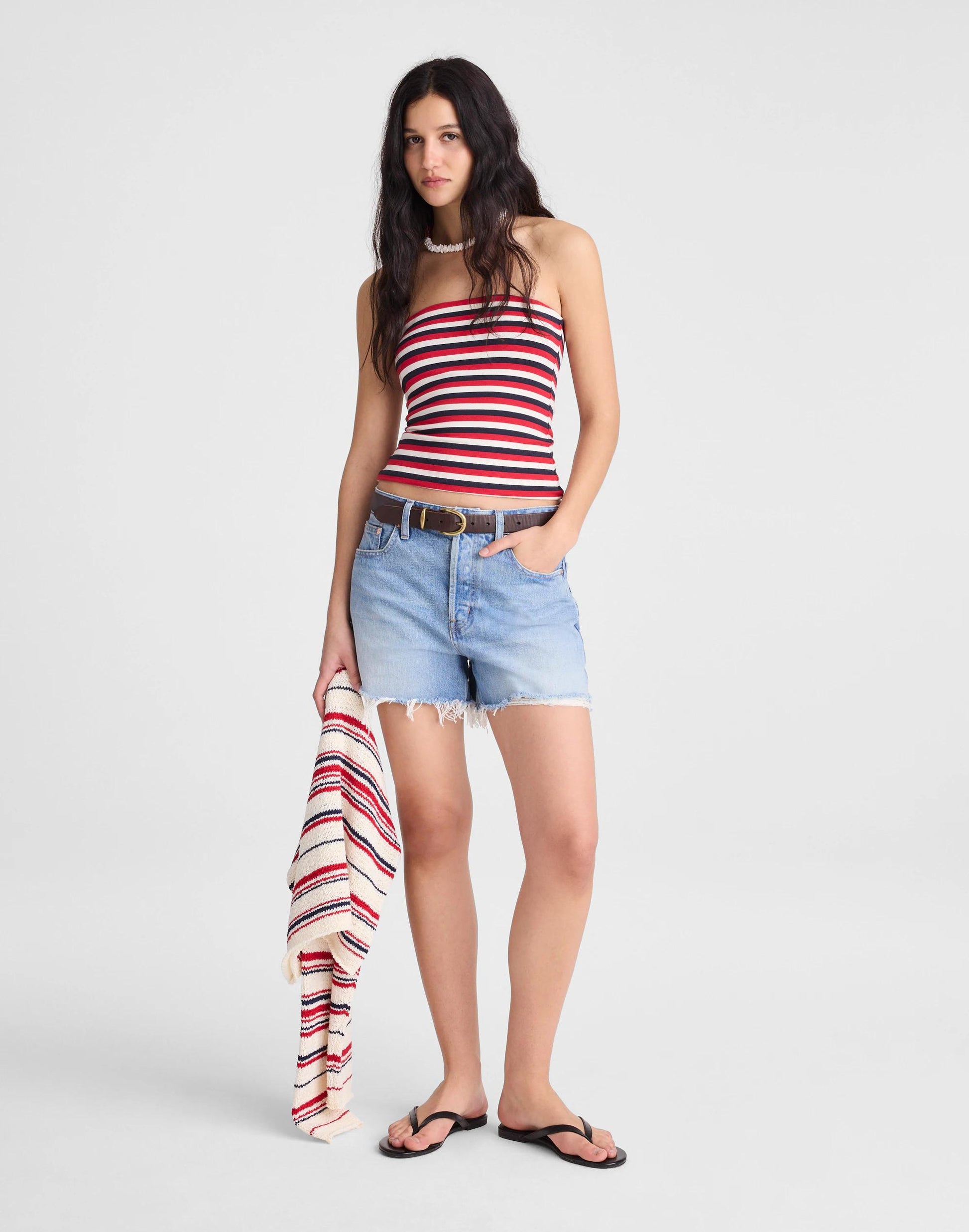 Knit Tube Top Varisty Red Tricolor Stripe | Madewell