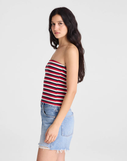 Knit Tube Top Varisty Red Tricolor Stripe | Madewell